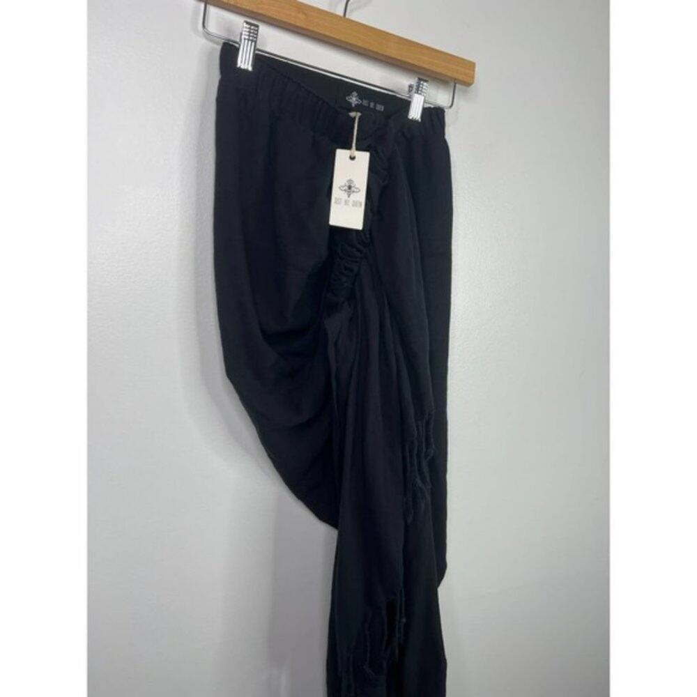 NWT Just Bee Queen Tulum Ruched Cotton Side Black Midi Zip Skirt Size: XS - Picture 4 of 8